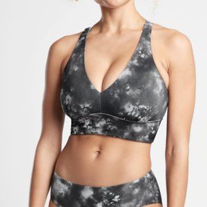 NWT Athleta D-DD Supernova Plunge Black Tie Dye Bikini Top (Small - D/DD)